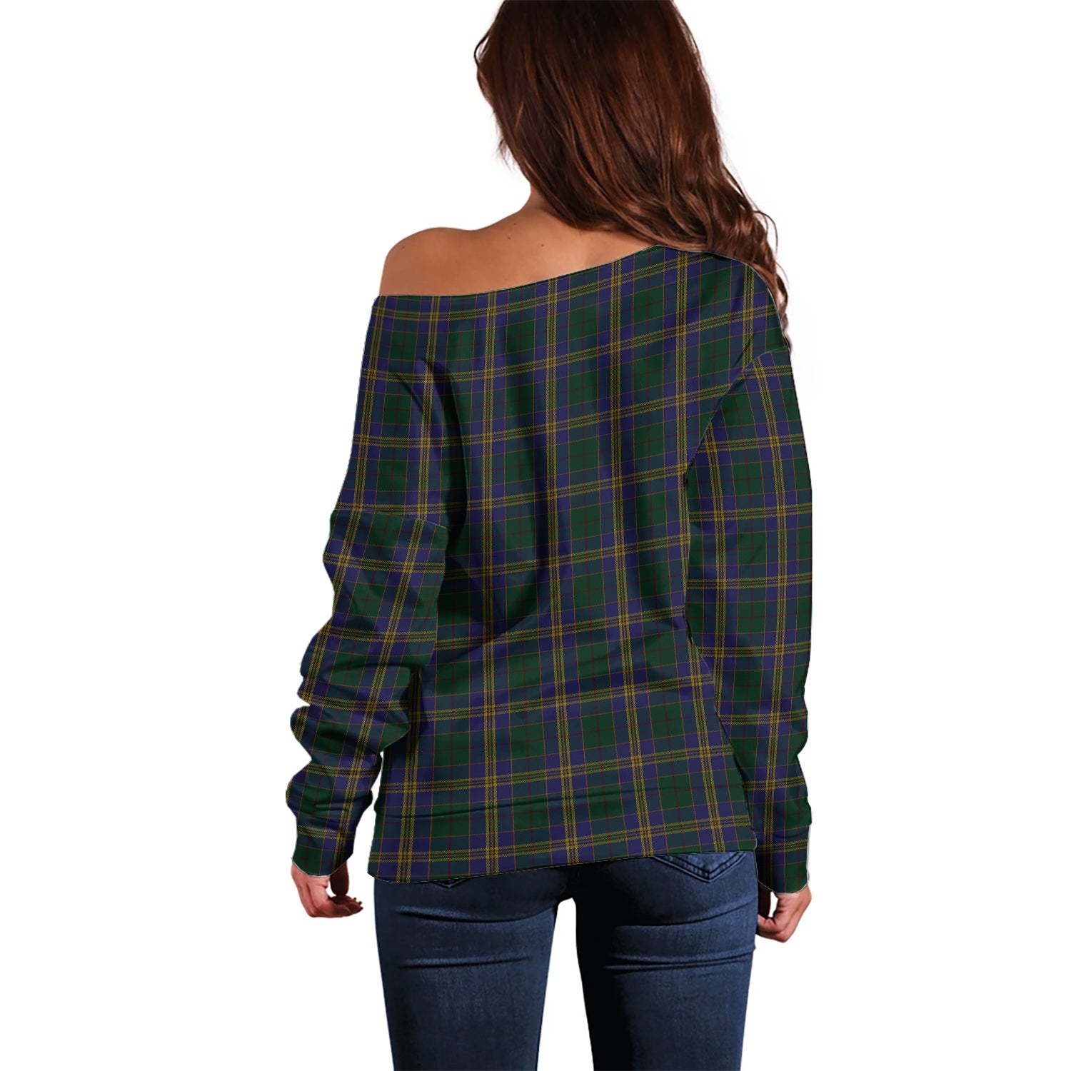 Kilkenny County Ireland Tartan Off Shoulder Women Sweater - Tartan Vibes Clothing