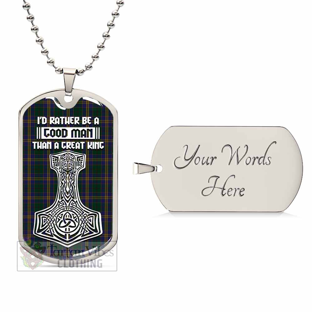 Kilkenny County Ireland Tartan Dog Tag Necklace Viking Mjolnir Style Silver Yes - Tartan Vibes Clothing