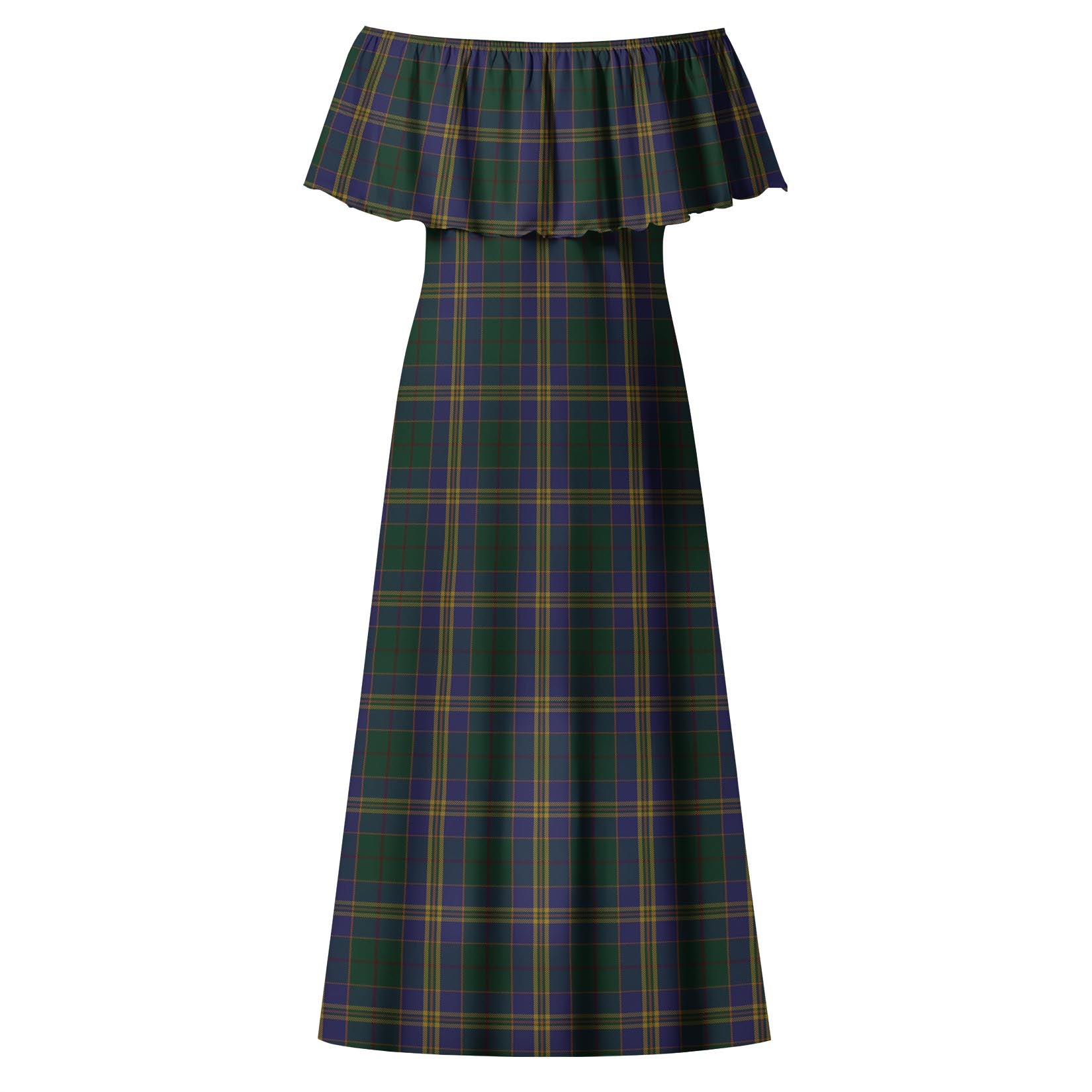Kilkenny County Ireland Tartan Off Shoulder Long Dress - Tartan Vibes Clothing