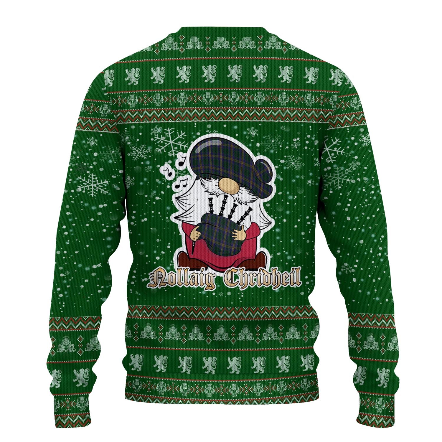 Kilkenny County Ireland Clan Christmas Family Knitted Sweater with Funny Gnome Playing Bagpipes - Tartanvibesclothing