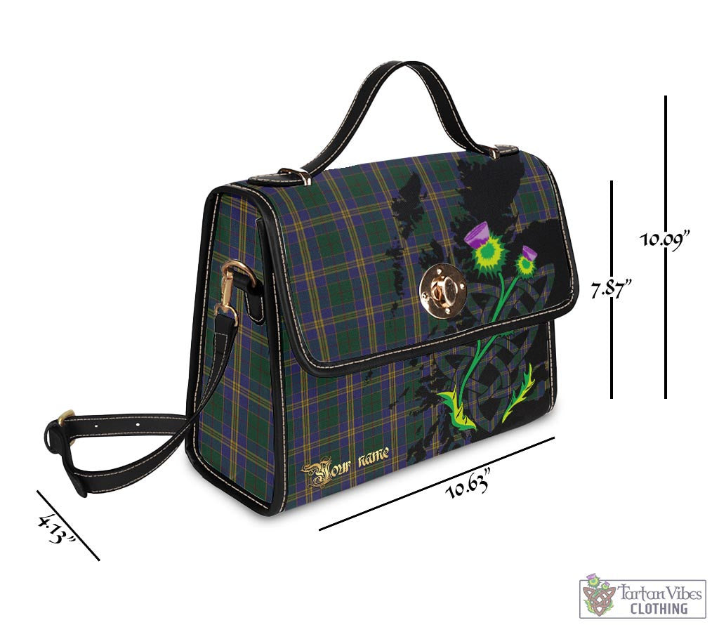 Tartan Vibes Clothing Kilkenny County Ireland Tartan Waterproof Canvas Bag with Scotland Map and Thistle Celtic Accents