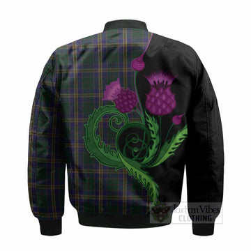 Kilkenny County Ireland Tartan Bomber Jacket Traditional Scottish Thistle