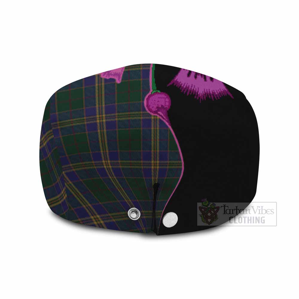 Kilkenny County Ireland Tartan Flat Cap, Jeff Cap Traditional Scottish Thistle