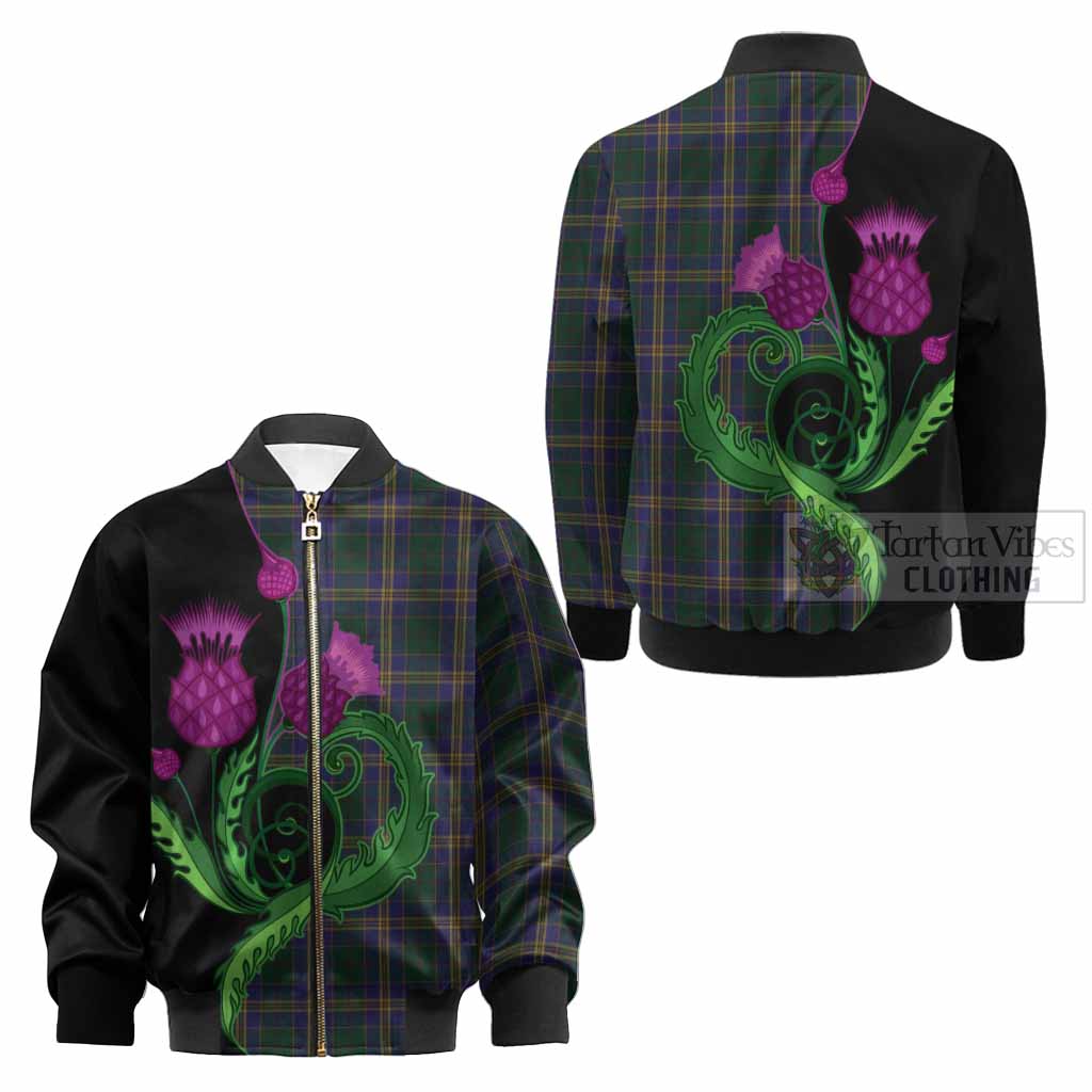 Kilkenny County Ireland Tartan Kid Bomber Jacket Traditional Scottish Thistle