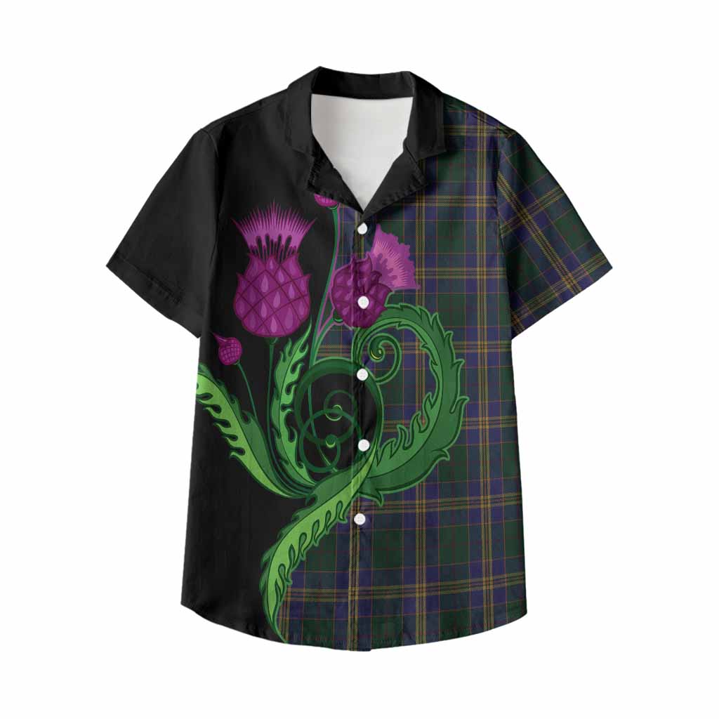 Kilkenny County Ireland Tartan Kid Hawaiian Shirt Traditional Scottish Thistle