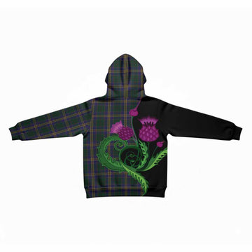 Kilkenny County Ireland Tartan Kid Hoodie Traditional Scottish Thistle