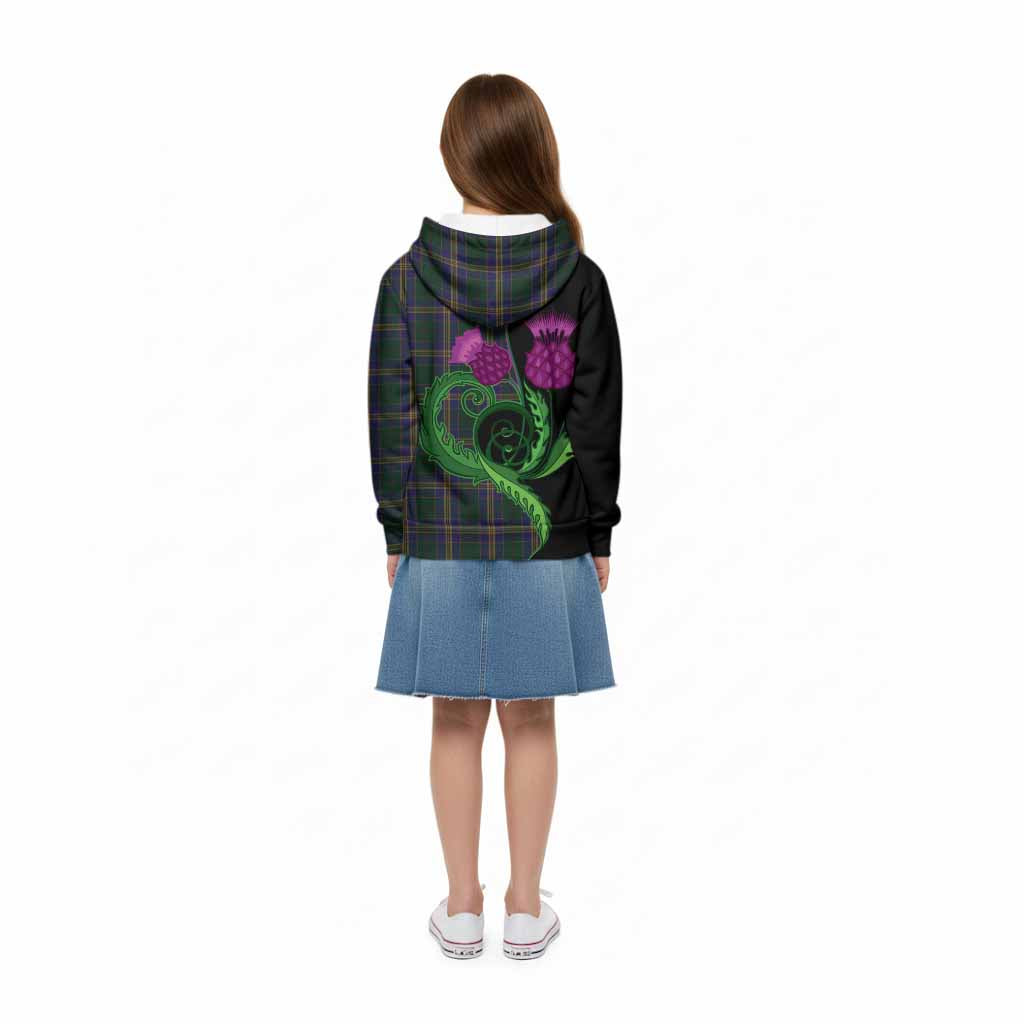 Kilkenny County Ireland Tartan Kid Hoodie Traditional Scottish Thistle