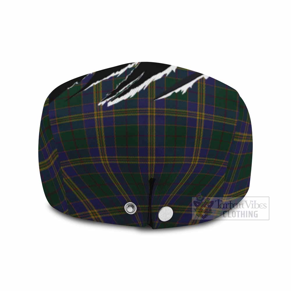 Kilkenny Tartan Loch Ness Monster Flat Cap, Jeff Cap Celtic Knot Nessie Art