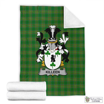 Killeen Irish Clan Tartan Blanket with Coat of Arms X-Large 59 x 79 inches 150 x 200 cm - Tartan Vibes Clothing