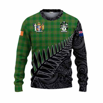 Killeen Irish Clan Tartan Knitted Sweater with Coat of Arms New Zealand Silver Fern Half Style Unisex - Tartan Vibes Clothing