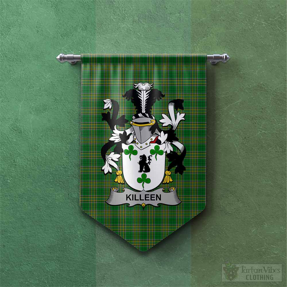 Tartan Vibes Clothing Killeen Irish Clan Tartan Gonfalon, Tartan Banner with Coat of Arms