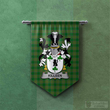 Killeen Irish Clan Tartan Gonfalon, Tartan Banner with Coat of Arms