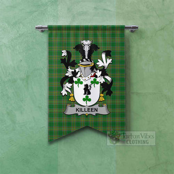 Killeen Irish Clan Tartan Gonfalon, Tartan Banner with Coat of Arms