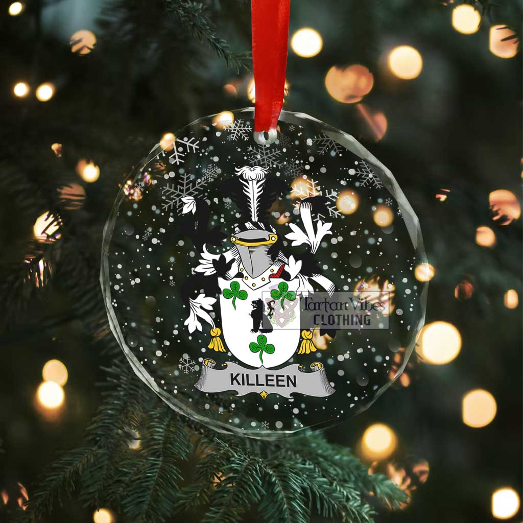 Killeen Irish Clan Christmas Glass Ornament with Coat of Arms - 2D-tartanvibesclothing