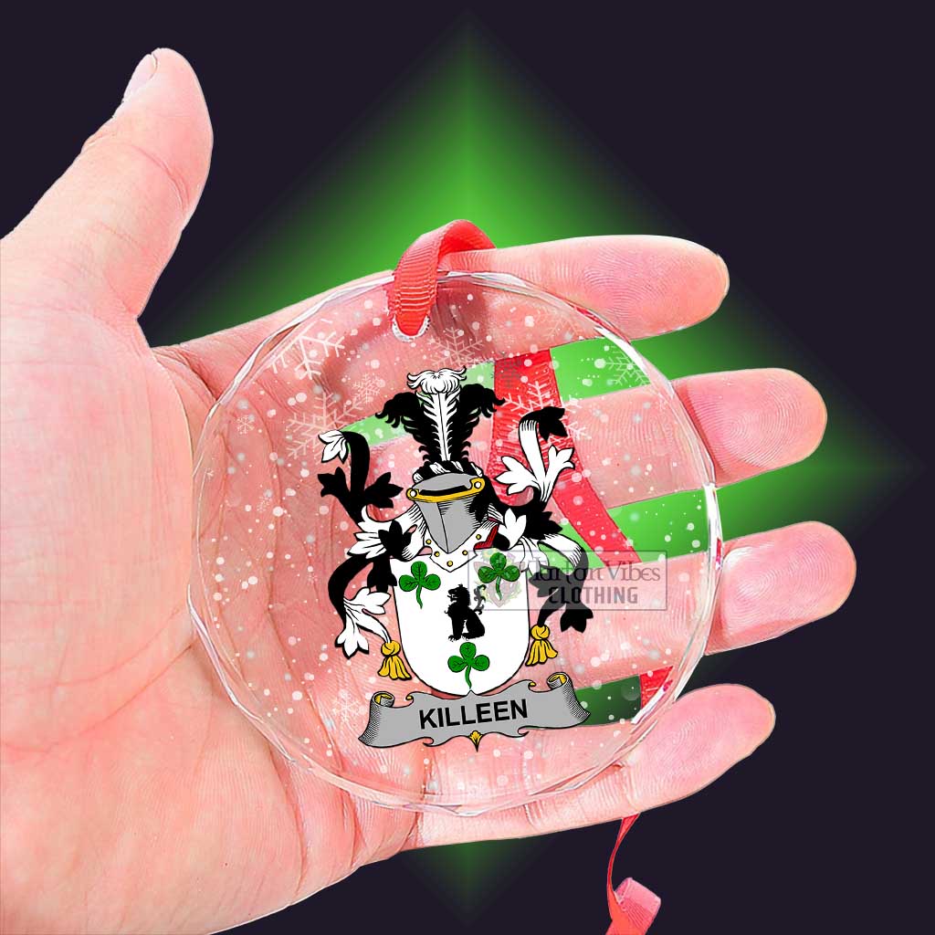 Killeen Irish Clan Christmas Glass Ornament with Coat of Arms - 2D-tartanvibesclothing