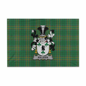 Killeen Irish Clan Tartan House Flag with Coat of Arms