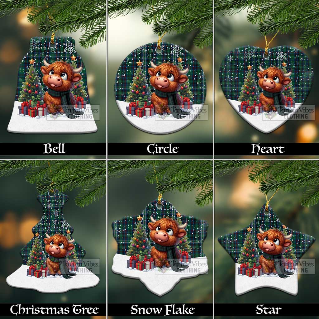 Killen Tartan Christmas Ceramic Ornament with Adorable Highland Coo Ceramic - Tartan Vibes Clothing