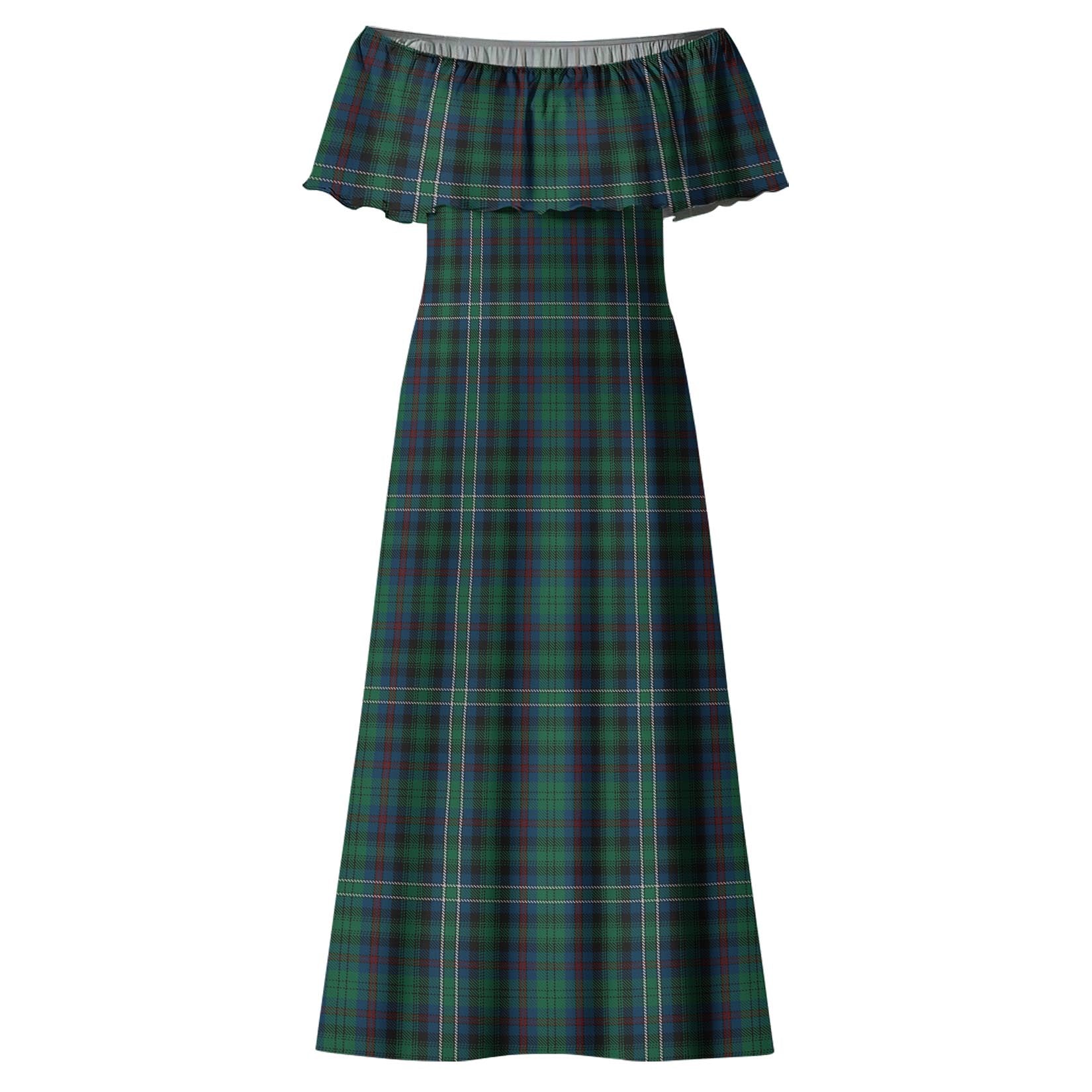 Killen Tartan Off Shoulder Long Dress - Tartan Vibes Clothing
