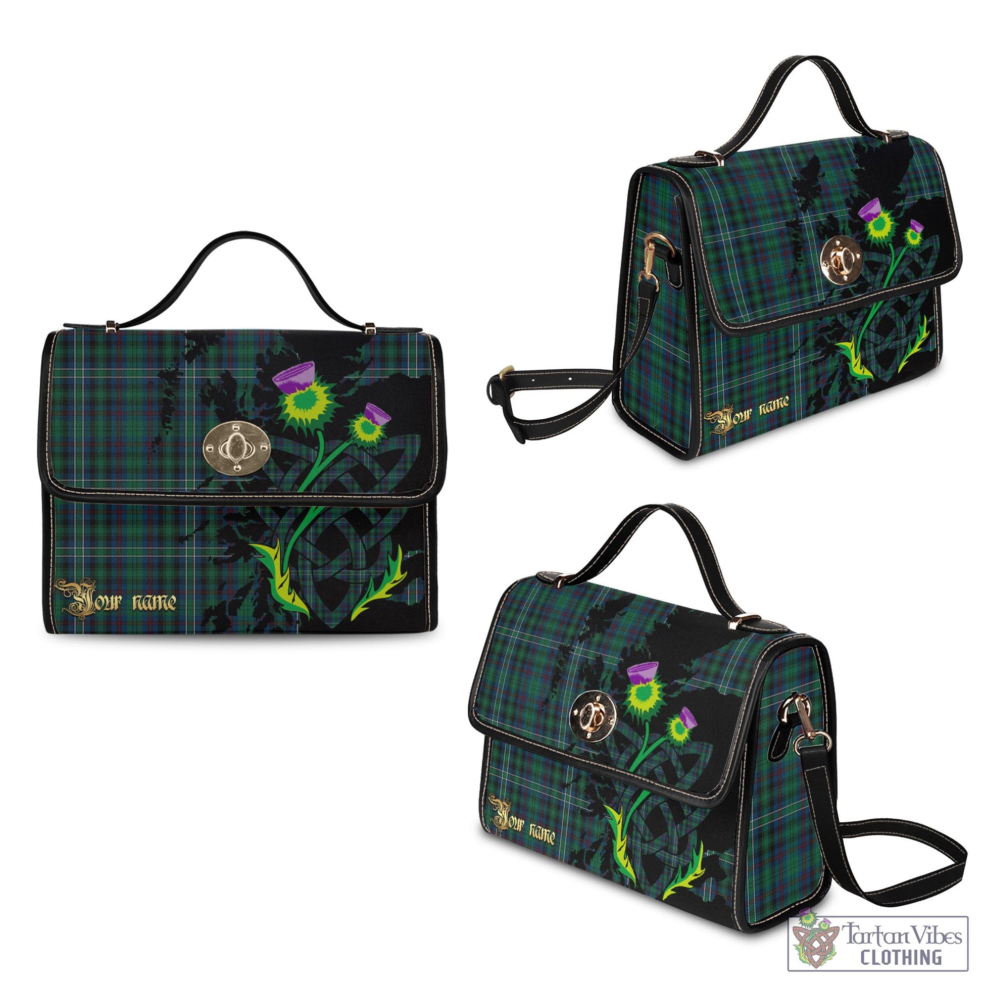 Tartan Vibes Clothing Killen Tartan Waterproof Canvas Bag with Scotland Map and Thistle Celtic Accents