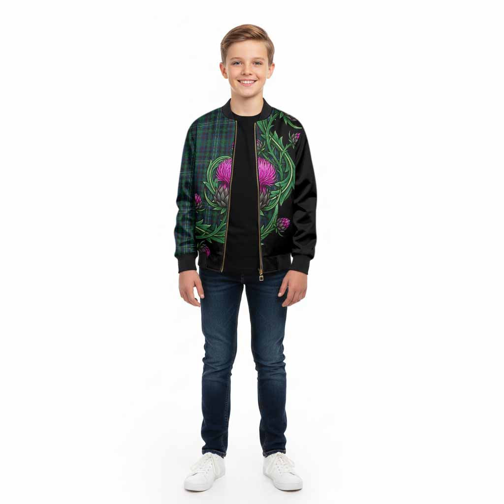 Killen Tartan Kid Bomber Jacket Resilient Scottish Thistle - Tartan Vibes Clothing