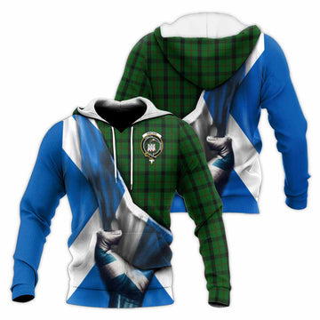 Tartan Vibes Clothing Kincaid Tartan Knitted Hoodie with Family Crest Scotland Patriotic Style