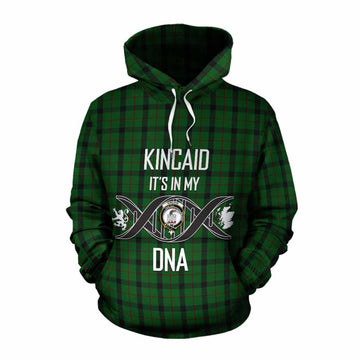 Tartan Vibes Clothing Kincaid Tartan Cotton Hoodie with Family Crest DNA In Me Style