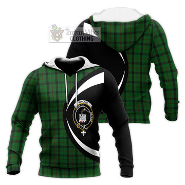Kincaid Tartan Knitted Hoodie with Family Crest Circle Style Unisex Knitted Pullover Hoodie - Tartan Vibes Clothing