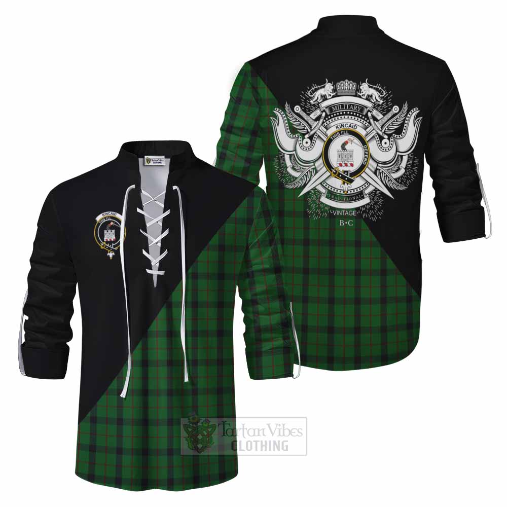 Tartan Vibes Clothing Kincaid Tartan Ghillie Kilt Shirt with Family Crest and Military Logo Style