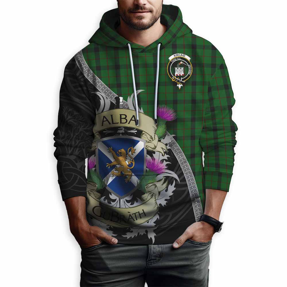 Tartan Vibes Clothing Kincaid Tartan Family Crest Hoodie Lion Rampant Royal Thistle Shield Celtic Inspired