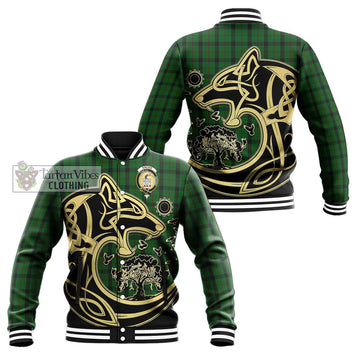 Kincaid Tartan Baseball Jacket with Family Crest Celtic Wolf Style Unisex - Tartan Vibes Clothing