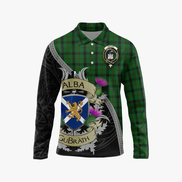 Kincaid Tartan Family Crest Long Sleeve Polo Shirt Lion Rampant Royal Thistle Shield Celtic Inspired