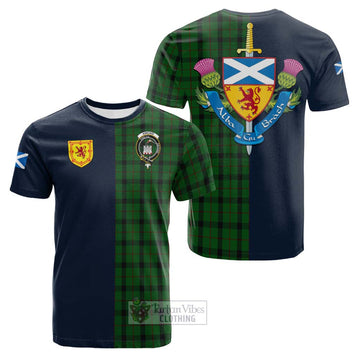 Tartan Vibes Clothing Kincaid Tartan Cotton T-shirt with Scottish Lion Royal Arm Half Style