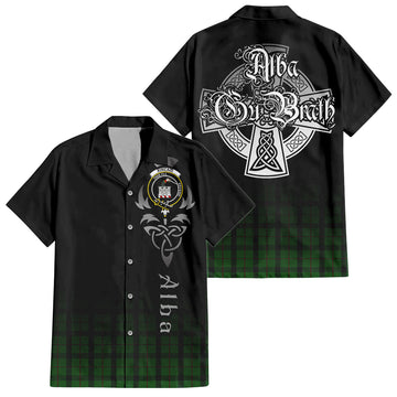 Tartan Vibes Clothing Kincaid Tartan Short Sleeve Button Up Featuring Alba Gu Brath Family Crest Celtic Inspired