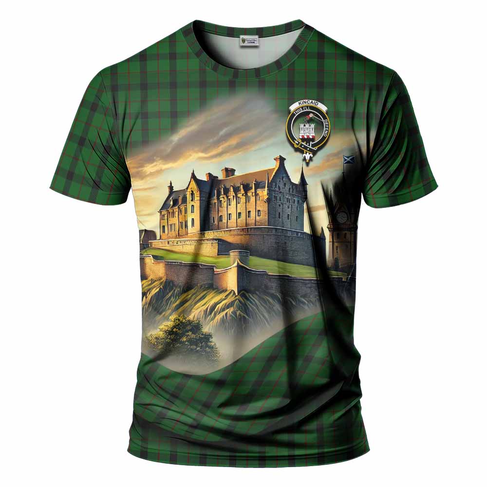 Tartan Vibes Clothing Kincaid Tartan Family Crest T-Shirt with Scottish Ancient Castle Stype