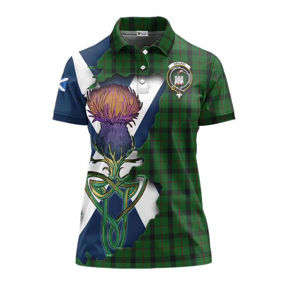 Kincaid Tartan Family Crest Women's Polo Shirt Scottish Thistle Celtic Inspired Women - Tartan Vibes Clothing
