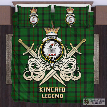 Kincaid Tartan Bedding Set with Clan Crest and the Golden Sword of Courageous Legacy
