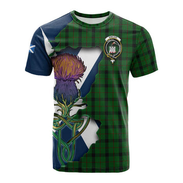 Kincaid Tartan Family Crest Cotton T-shirt Scottish Thistle Celtic Inspired