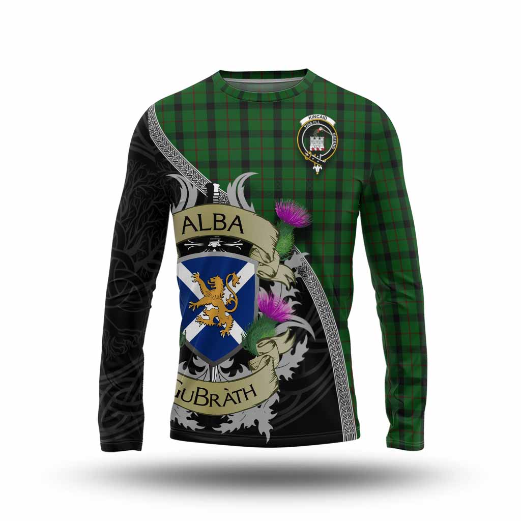 Tartan Vibes Clothing Kincaid Tartan Family Crest Long Sleeve T-Shirt Lion Rampant Royal Thistle Shield Celtic Inspired