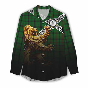 Tartan Vibes Clothing Kincaid Crest Tartan Women's Casual Shirt with Golden Lion Emblem Celtic Style