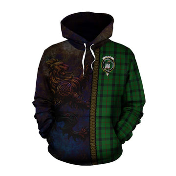 Tartan Vibes Clothing Kincaid Tartan Family Crest Cotton Hoodie Alba Gu Brath Be Brave Lion Ancient Style