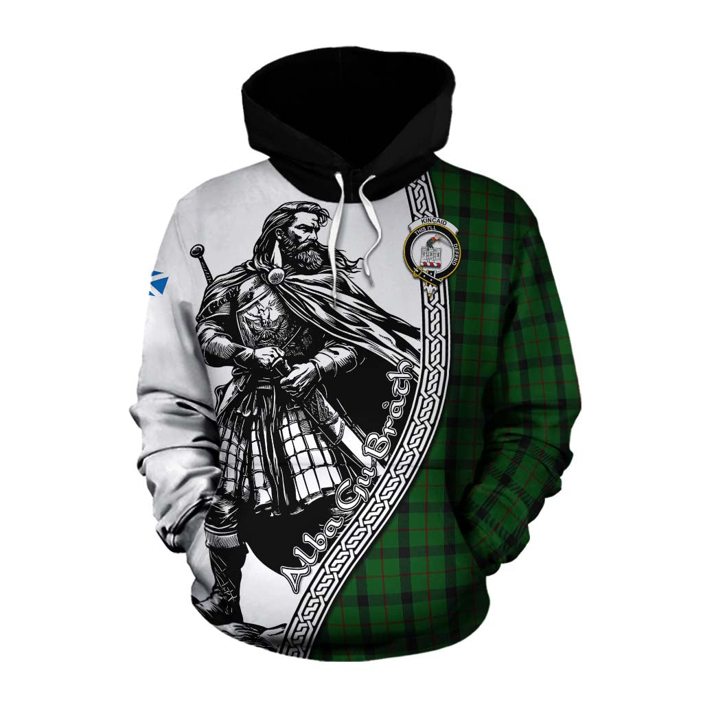 Tartan Vibes Clothing Kincaid Tartan Clan Crest Cotton Hoodie with Highlander Warrior Celtic Style
