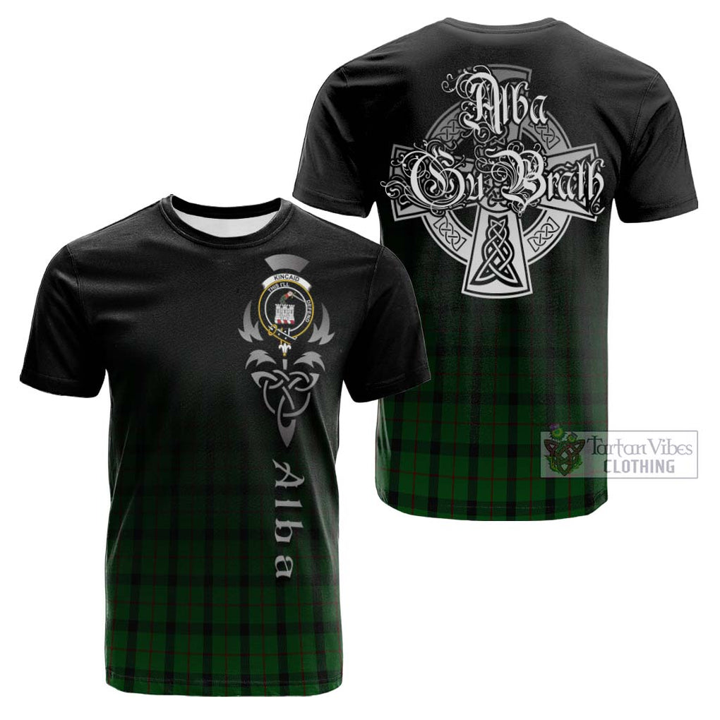Tartan Vibes Clothing Kincaid Tartan Cotton T-shirt Featuring Alba Gu Brath Family Crest Celtic Inspired