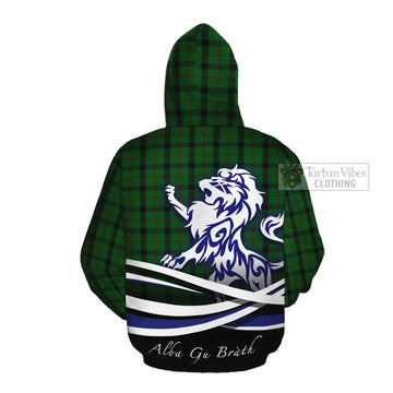 Tartan Vibes Clothing Kincaid Tartan Cotton Hoodie with Alba Gu Brath Regal Lion Emblem