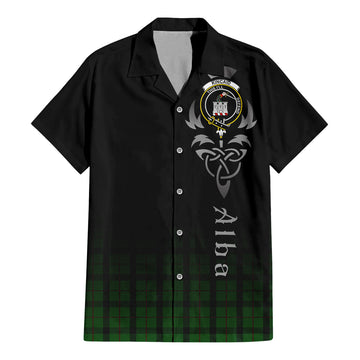 Tartan Vibes Clothing Kincaid Tartan Short Sleeve Button Up Featuring Alba Gu Brath Family Crest Celtic Inspired