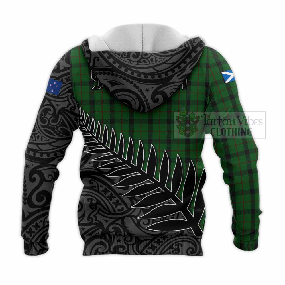 Tartan Vibes Clothing Kincaid Crest Tartan Knitted Hoodie with New Zealand Silver Fern Half Style