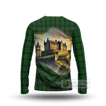 Kincaid Tartan Family Crest Long Sleeve T-Shirt with Scottish Ancient Castle Style