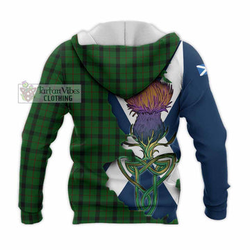 Tartan Vibes Clothing Kincaid Tartan Family Crest Knitted Hoodie Scottish Thistle Celtic Inspired