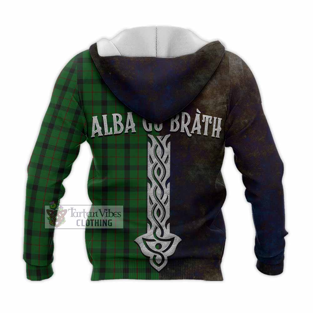Tartan Vibes Clothing Kincaid Tartan Family Crest Knitted Hoodie Alba Gu Brath Be Brave Lion Ancient Style