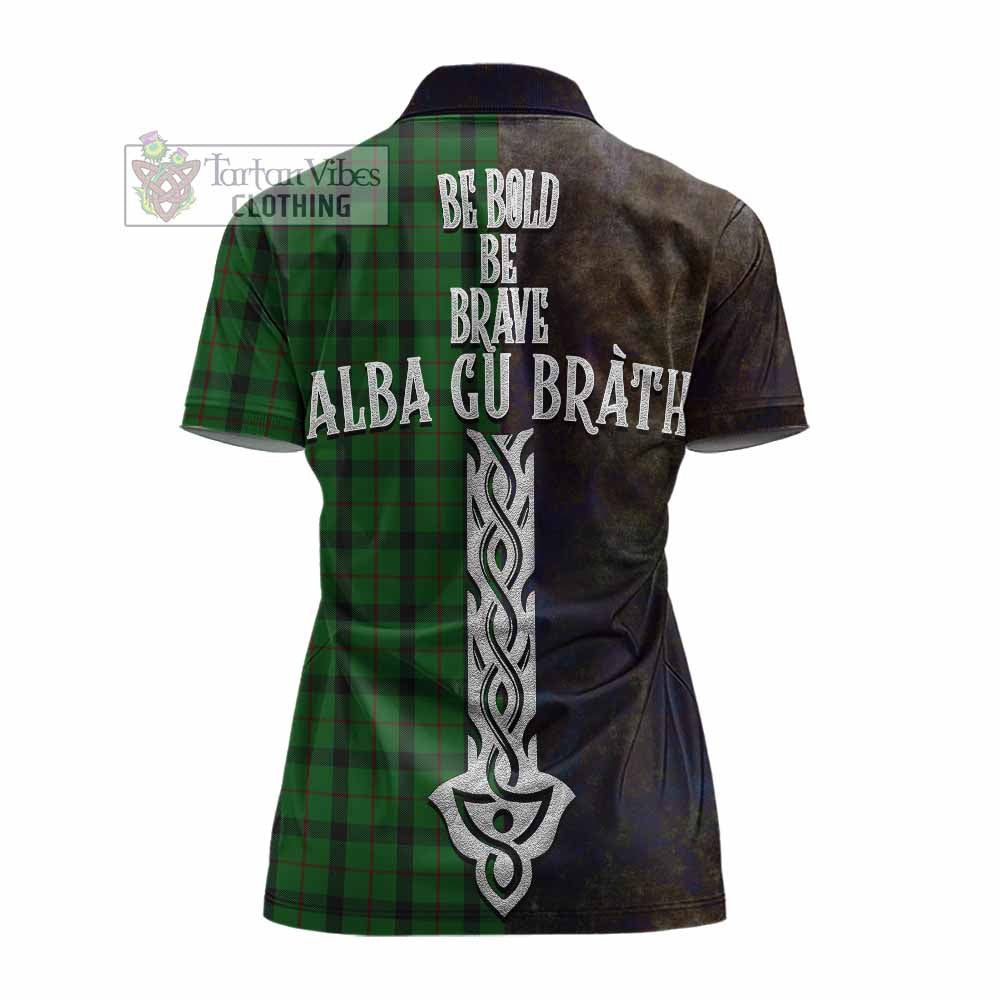 Tartan Vibes Clothing Kincaid Tartan Family Crest Women's Polo Shirt Alba Gu Brath Be Brave Lion Ancient Style