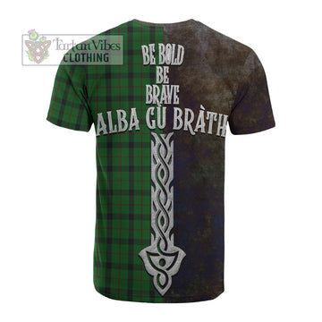 Kincaid Tartan Family Crest Cotton T-shirt Alba Gu Brath Be Brave Lion Ancient Style